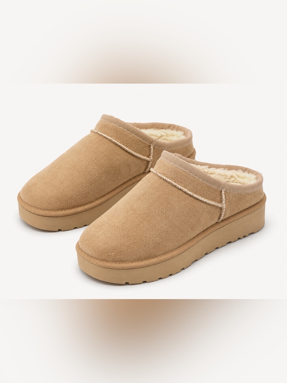 Link Plush-Lined Slip-On Mules - Tan
